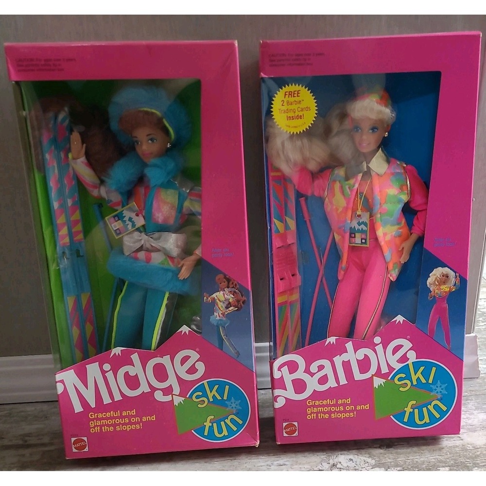 NEW IN BOXES VTG 1991 Ski Fun Barbie & Midge Dolls Mattel #7511 After Sky‎ Party - Picture 2 of 15